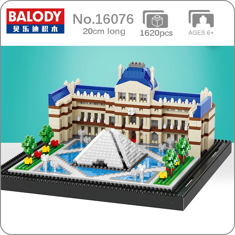 

Balody 16076 г., всемирно известная архитектура, музей Парижа и Лувра, модель 3D, мини-алмазные блоки, кирпичи, игрушки для детей, без коробки