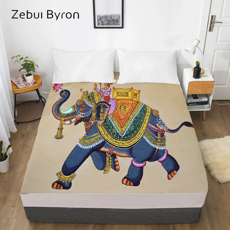 elephant Fitted Sheet,Bed Sheet With Elastic Twin/Full/Queen/King/Custom,3D Mattress Cover 135/150/180/160x200,drop shipping images - 6