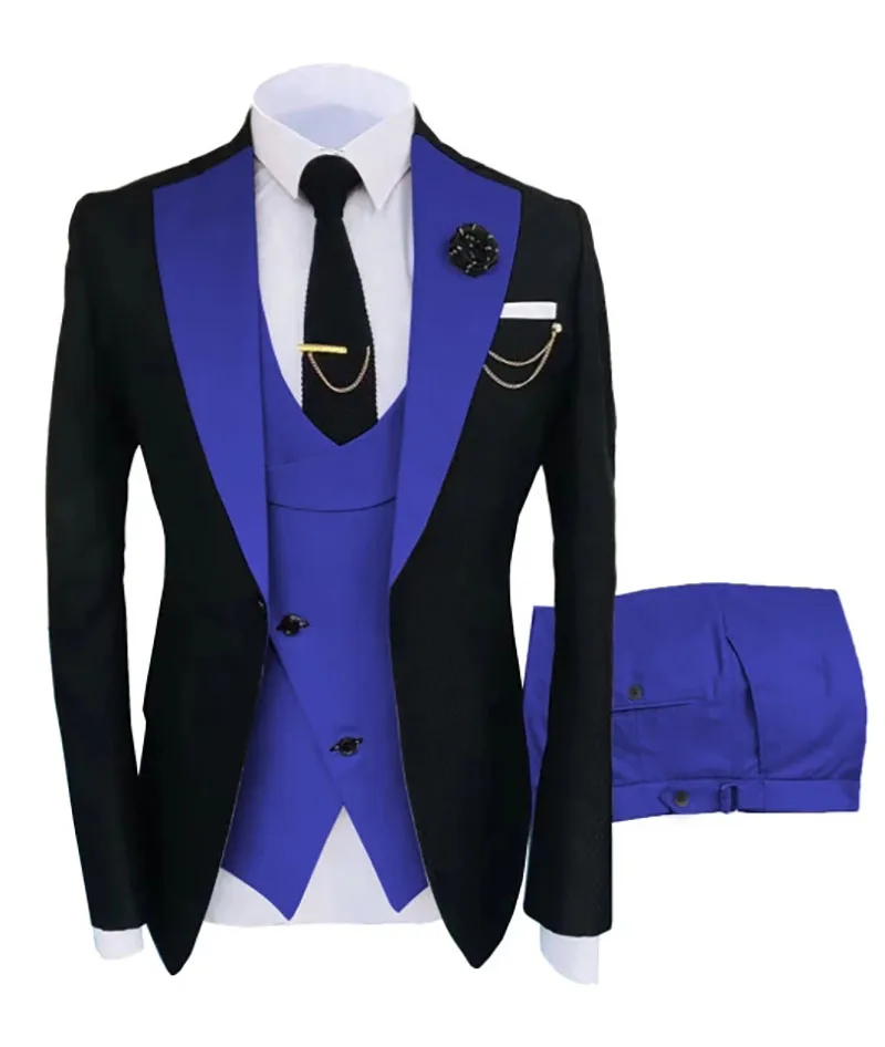 New Costume Slim Fit Men Suits Business Groom Black Tuxedos for Formal Wedding Jacket Pant Vest 3 Pieces | Мужская одежда