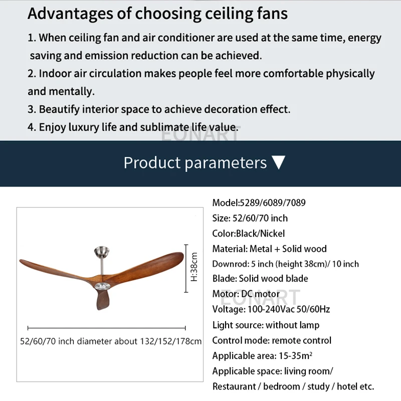 Современный декоративный потолочный вентилятор постоянного тока 60 дюймов с