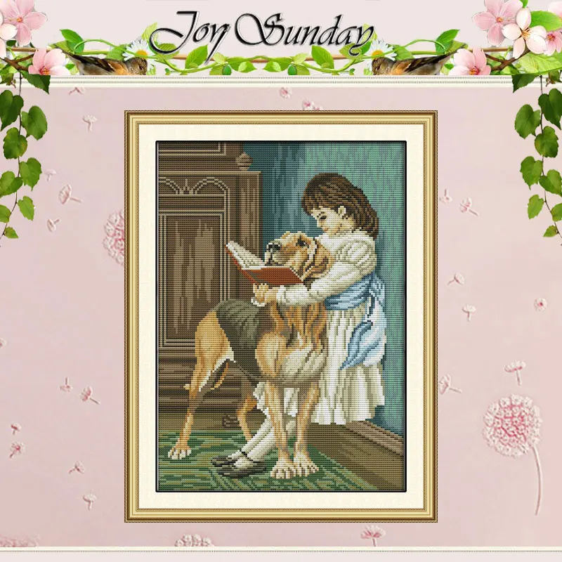 Набор для вышивки крестиком девочки и ее собаки 11CT 14CT оптовая продажа | Дом сад