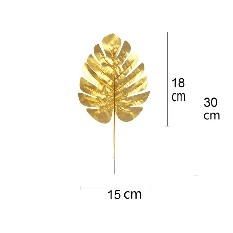 Gold leaves 18cm "Золотая серия" искусственные растения монстера пластиковые тропические Пальмовые Листья домашний сад Декор Аксессуары фотография Декор листья - Цвет: Gold leaves 18cm