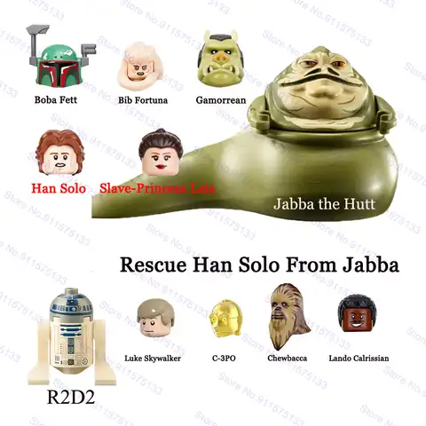 Спасение Хан Соло из дворца Джаббы Лея люк R2-D2 Боба C-3PO Чубакка ландо строительные блоки кирпичи Звездные фигурки войны игрушки