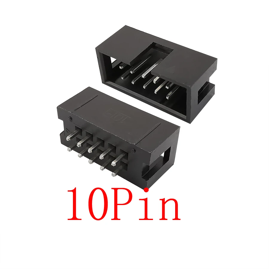 10Pieces/lot Black DC3 6P~50Pin 2.54mm Pitch Socket Header Connector ISP Male Double Row Straight Needle IDC JTAG Box Header