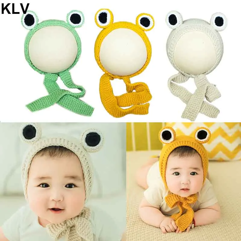 

Новорожденный Фотография позирует реквизит подарок милая лягушка вязаная шапочка Детские шапочки аксессуары для фотосессии