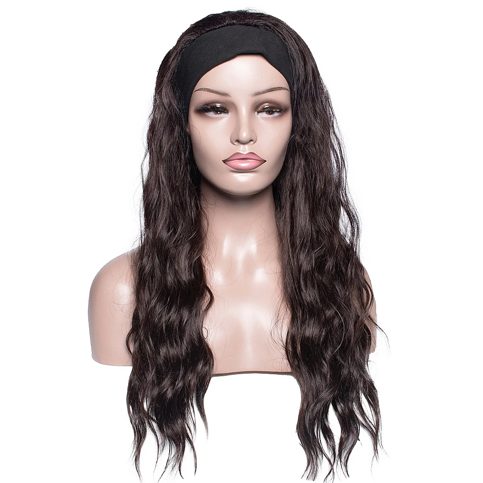 QY Hair Long Turban Wigs Afro Kinky Culry Headband Wig Black Wrap Synthetic For Women |