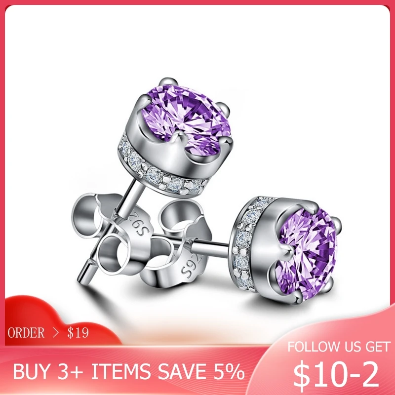 Женские серьги гвоздики CodeMonkey из стерлингового серебра 925 пробы с цирконием