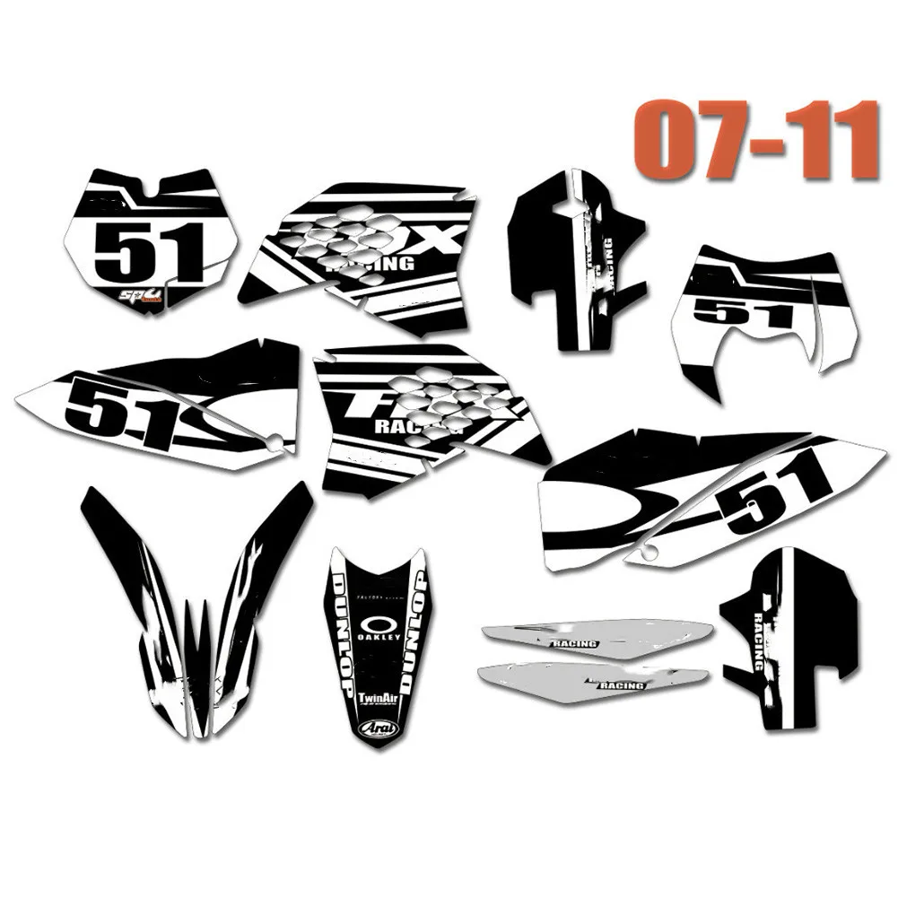 Для KTM SX SXF 2007 2008 2009 2010 Бесплатные пользовательские цифры имя графические наклейки