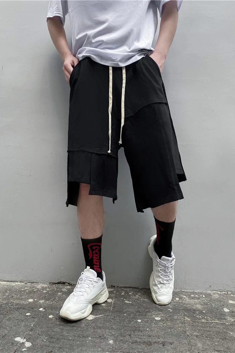 Owen Seak Men Casual Cotton Short Harem Gothic Cross Sweatpants Summer High Street Hip Hop Women Loose Black Shorts Size XL