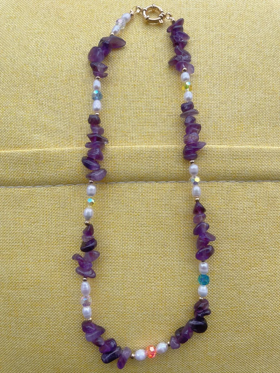 Пляжное богемное ожерелье в стиле панк с бусинами из натурального камня |