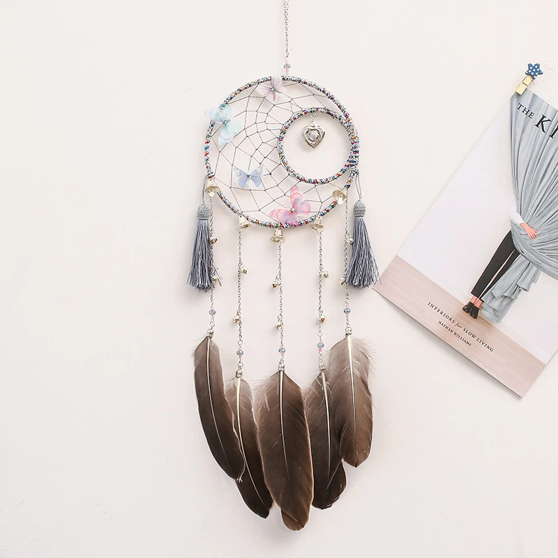 

Dream Catcher Handmade Alloy Feather Dreamcatcher Wall Hanging Ornament Bedroom Decor Home Room Decoration Crafts Birthday Gift