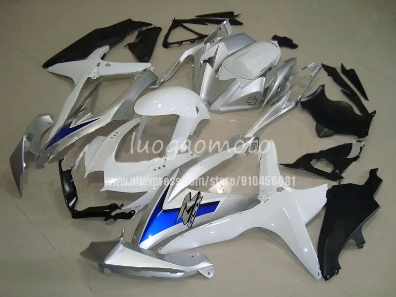 

Обтекатели на мотоцикл комплект для белый Suzuki GSXR600-750 K8 2008 2009 2010 08 09 10 11 капоты корпусов впрыска ABS Кузов