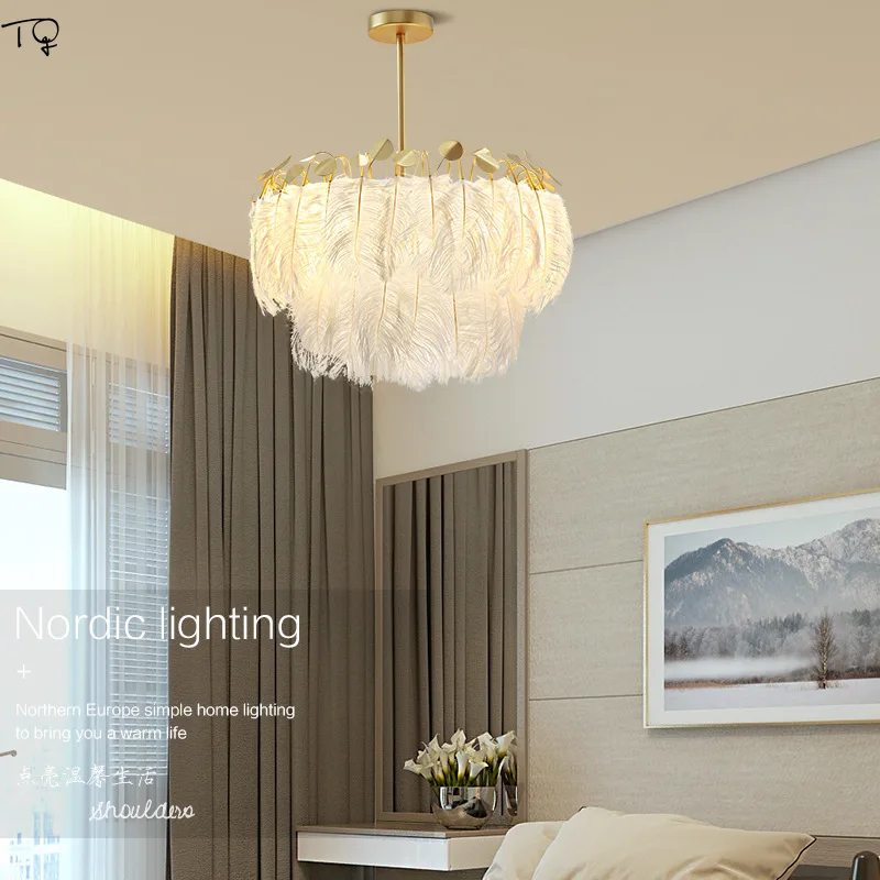 Романтическая Подвесная лампа в скандинавском стиле с птицами страусиными