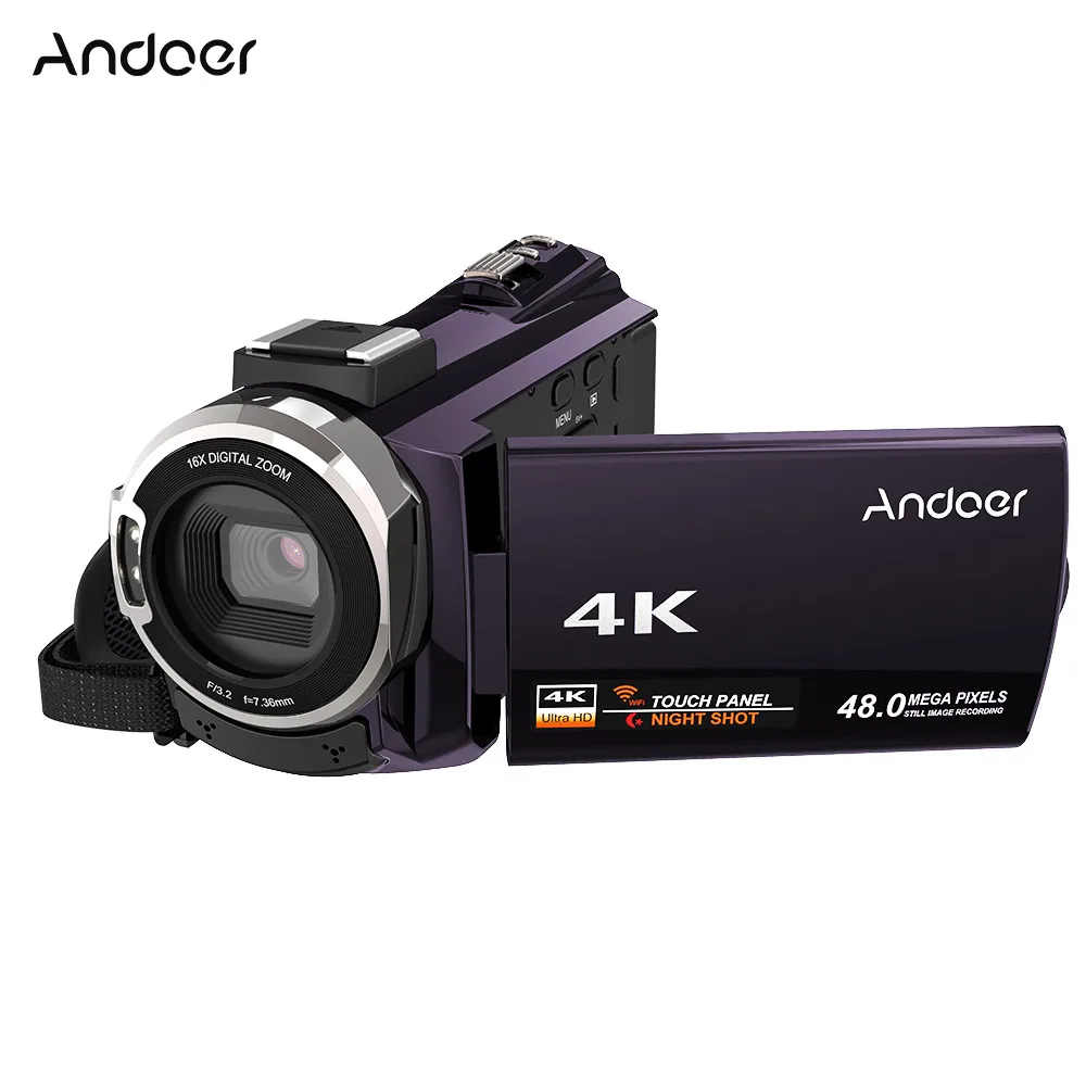 Andoer 4K 1080P 48MP WiFi цифровая видеокамера регистратор 3 дюймов емкостный сенсорный