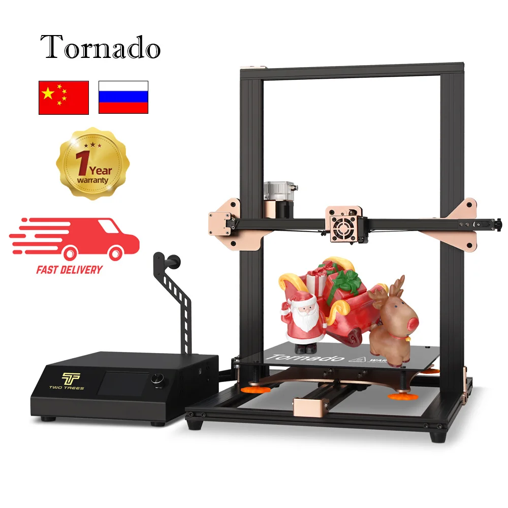 Twotrees-impresora 3D Tornado V2, nivel láser, extrusora táctil 3D de vidrio, cama caliente, Prusa i3 Mega Mean Well, fuente de alimentación