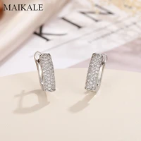 maikale simple stud earrings three rows cubic zirconia goldsilver color korean earrings for women jewelry high quality gifts