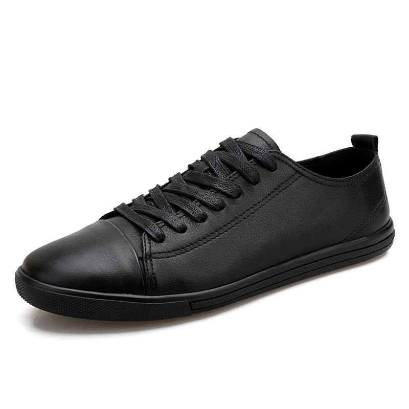 

Men's Genuine Leather Casual Shoes Fashion Designers Flats Black Sneaker High Quality Minimalist Shoes for Men Vulcanized Shoes