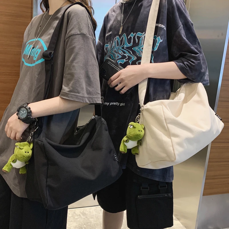 Холщовая сумка-мессенджер для мужчин и женщин, брендовая простая маленькая сумочка на плечо для мальчиков и студентов