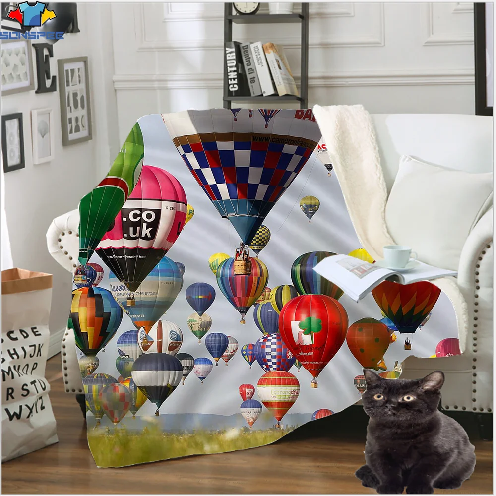 

SONSPEE Flying Far Far Away Blanket Hot Air Balloon Bird Flying Animal Nature Flight Silhouette Sunrise Sunset Negative Space
