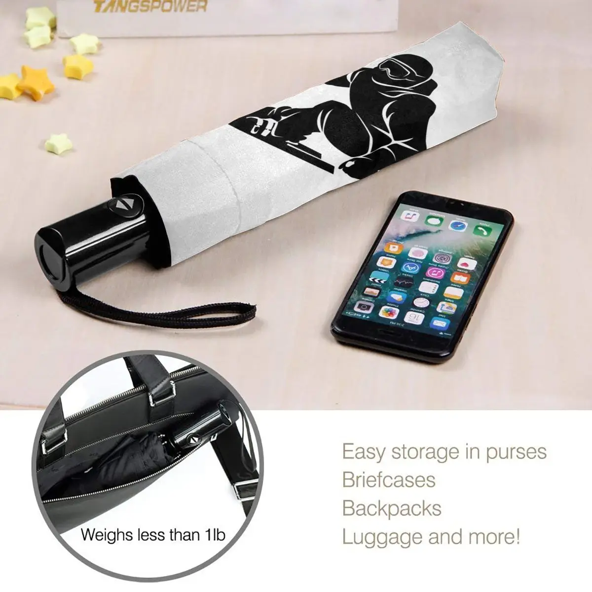 

Automatic Umbrella Skier Silhouette three-fold umbrella women men rain umbrella