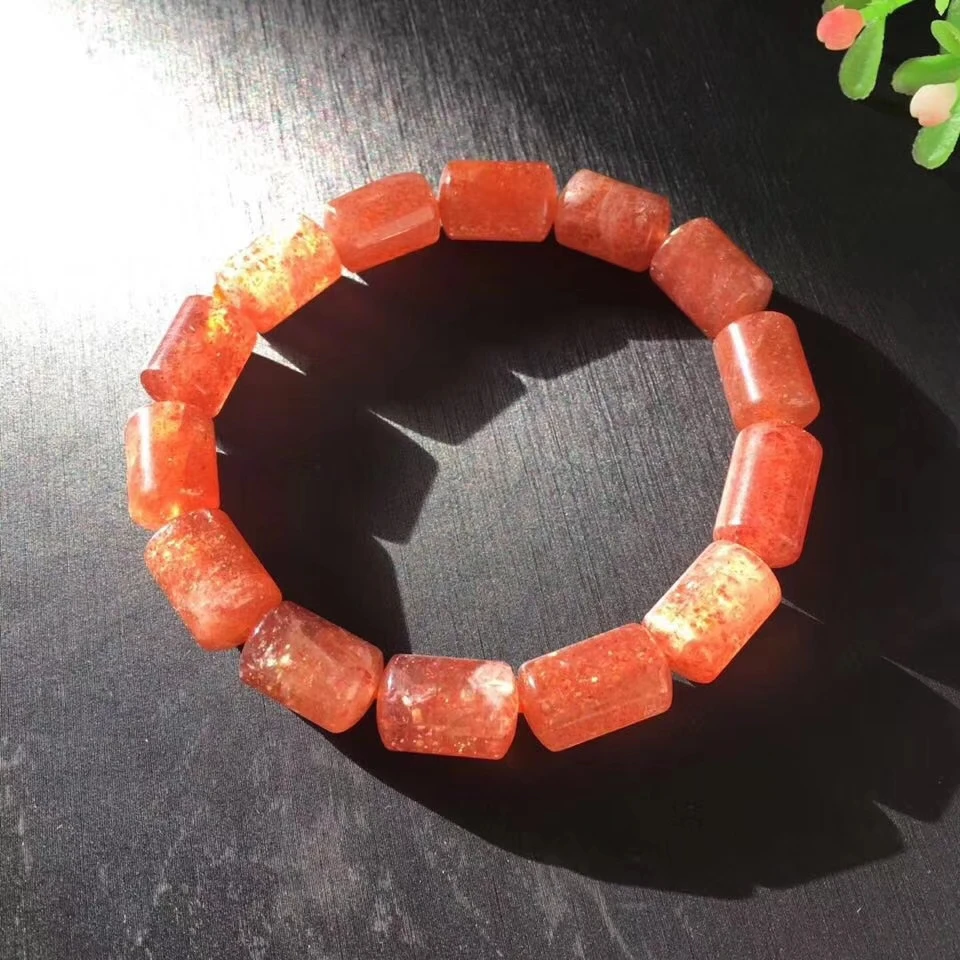 Натуральный Золотой Кристалл из клубничного кварца браслет женский золотой Sunstone