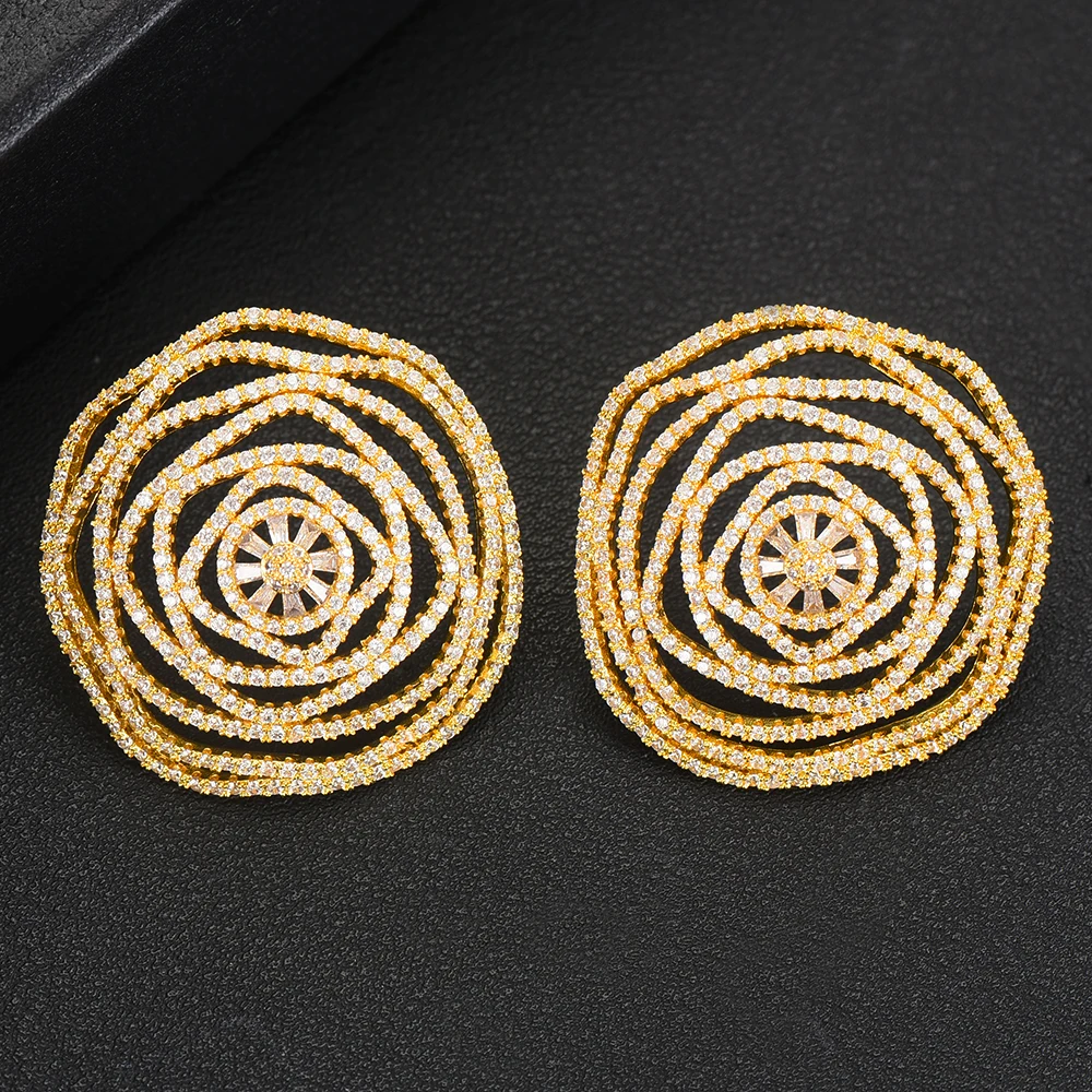 GODKI Luxury Flower Round African Bangle Ring Set Indian Jewelry Sets For Women Wedding Engagement brincos para as mulheres