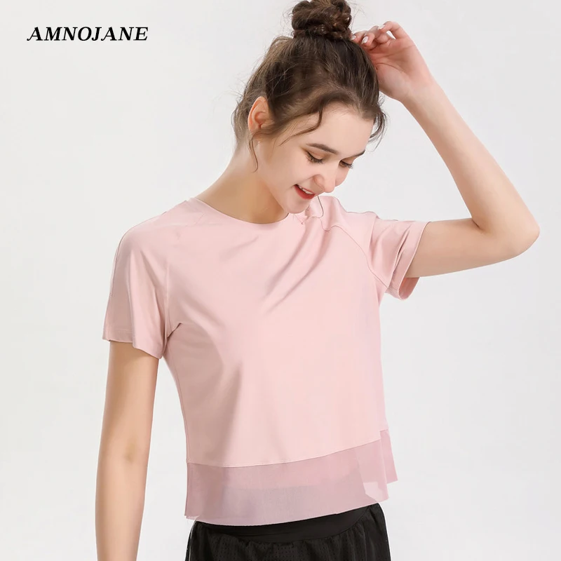 

Yoga Top Women Quick Dry Blouse Loose Tank Sport Top Mesh Clothes Crop T-shirt Yoga Wear Sports Tops Woman Gym Sportwear XXXXL