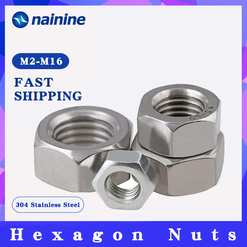 DIN934 [M1 M30] 304 Шестигранная гайка из нержавеющей стали с метрической резьбой A009|m3