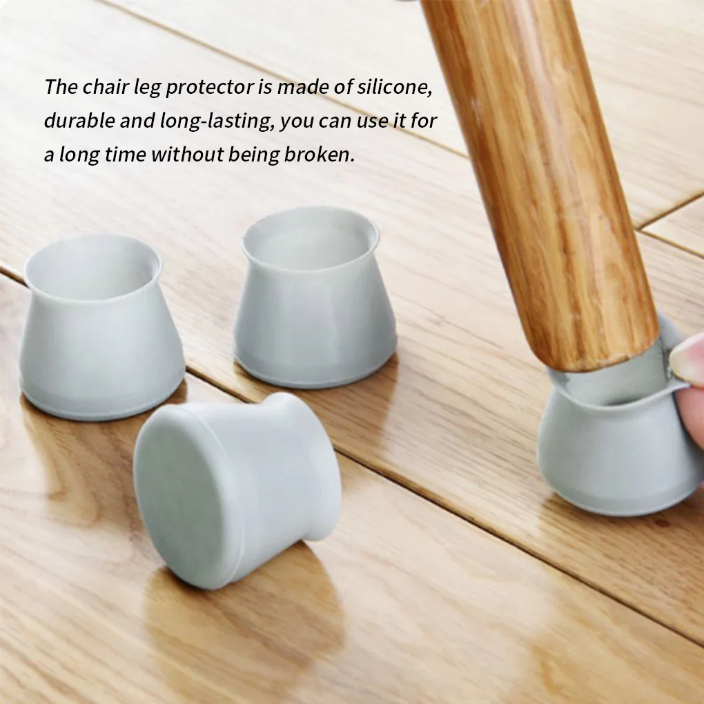 

4pcs Chair Leg Protectors Silicone Table Feet Covers Anti-slip Anti-scratch Floor Chair Pads Caps Furniture Leg Protection Cover