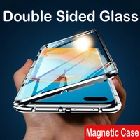 magnetic case for huawei mate 40 5g p40 pro plus honor 70 50 x10 max note 10 8x 9x lite magic 3 metal bumper tempered glass case