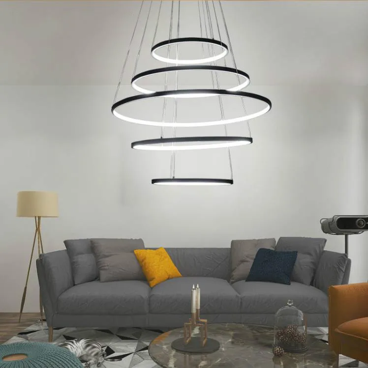 Современный светодиодный потолочный светильник с 5 кольцами лампа для гостиной
