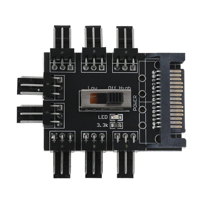 20CE многоходовой сплиттер кулер вентилятор охлаждения хаб ПК SATA 1 до 8 3 Pin 12V