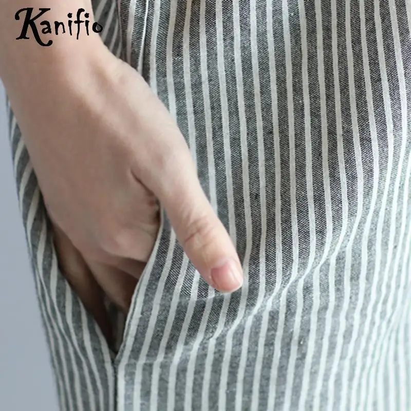 

Kanifio Brand Oversized Plus Size Women Apparel Striped Long Tops Tees Blusas Ladies Casual Shirts Blouses Long Tunic Vestidos