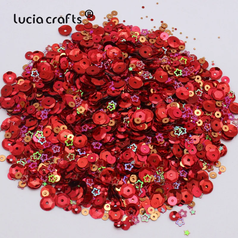 Lucia crafts 20 г/лот смешанные размеры/формы хлопья чашка конфетти свободная тесьма с пайетками для шитья и свадебные аксессуары D0902 - Цвет: Red series