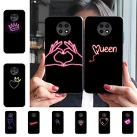 black background fluorescent neon queen heart rose phone case for redmi 9 5 s2 k30pro fundas for redmi 8 7 7a note 5 5a capa