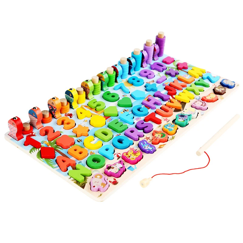 

Wooden Montessori Educational Toys Toddler Children Preschool Digital Building Block Fishing Busy Board Puzzle Educational Toy