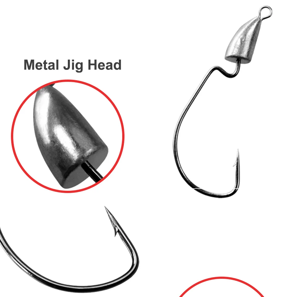 OBSESSION 10pcs/Lot 5g 7g10g 14g Bullet Jig Head Carbon Steel Hook Weedless Offset Worm Fishing Hook Lure Texas Rigs Accessories