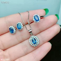 kjjeaxcmy fine jewelry natural sapphire 925 sterling silver gemstone pendant necklace ring earrings set support test classic