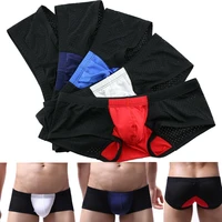 5pcslot sexy mens underwear boxer shorts mesh low rise mini boxers male slip homme panties bulge pouch sexy underpants hombre
