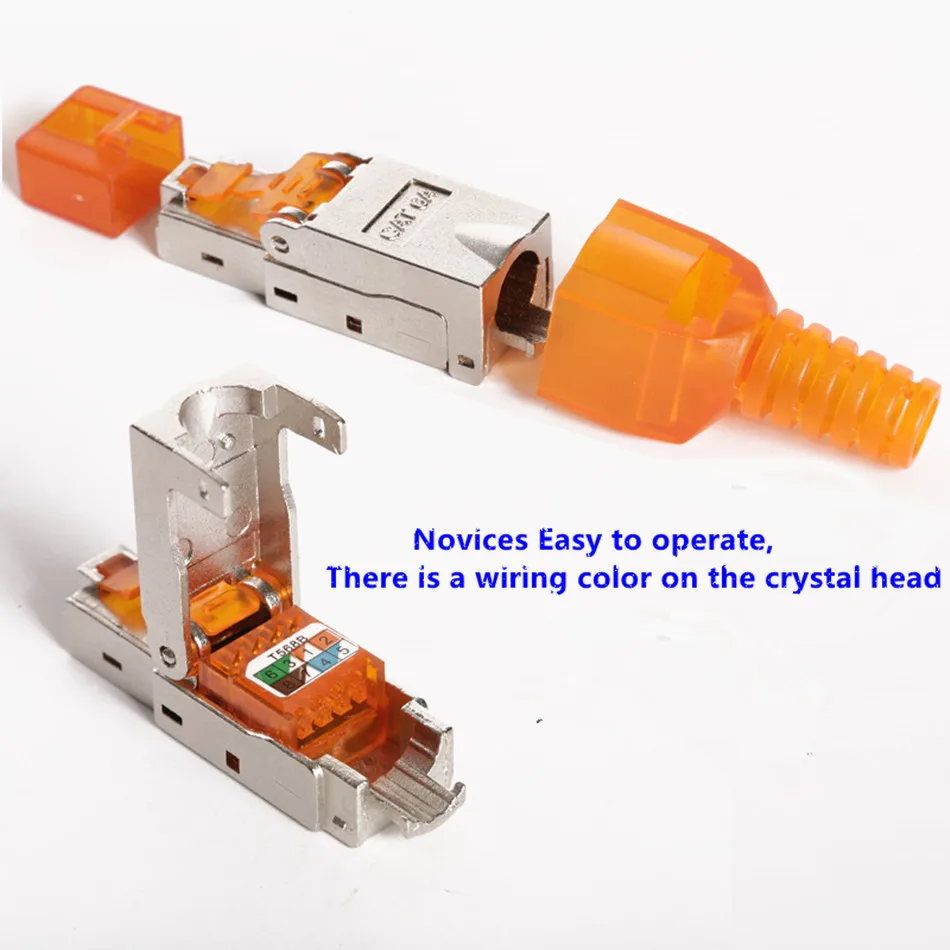 Verkauf Cat6A Cat7 Cat8 Rj45 Stecker Ethernet Stecker Adapter Werkzeug-Freies Crimpen Geschirmt Kristall Kopf 8P8C Netzwerk Ethernet Kabel