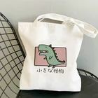 Женская Холщовая Сумка с динозавром, шоппер с логотипом на заказ, эко складные дизайнерские тканевые сумки на плечо с принтом для женщин