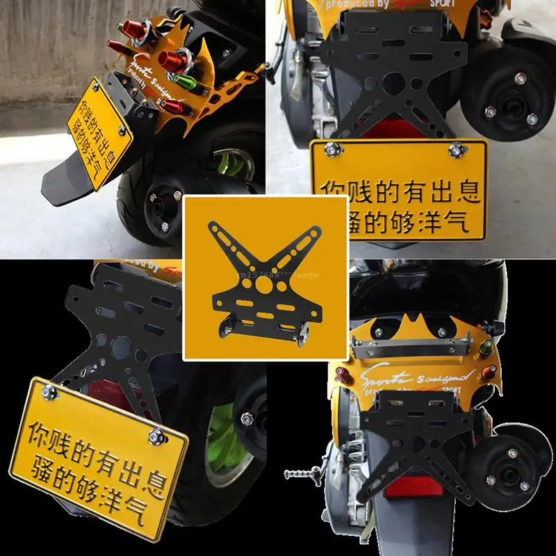 

New Black Motorcycle Adjustable License Plate Holder Mount Tail Rear Bracket
