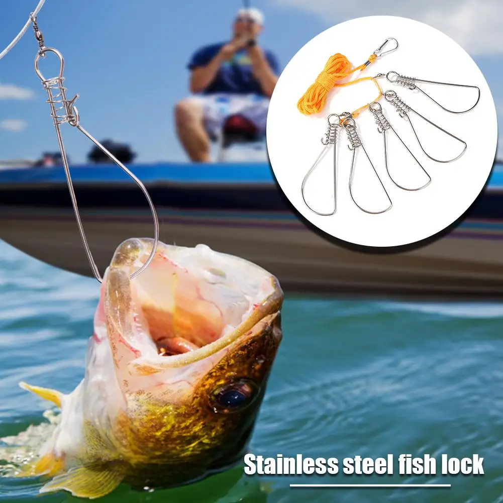 

Durable Fishing Lock Buckle Not Easy to Fall Off Stainless Steel Buoyancy Live Fish Lure Locks Belt 5m Fishing Lock Buckle
