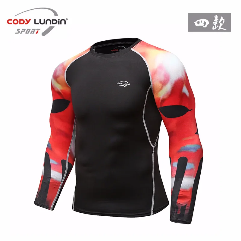 Men Fitness Sport T Shirt Long Sleeve Gym Compression Shirt Bodybuilding Workout MMA Cycling Training Quick Dry Fit Sweatshirt