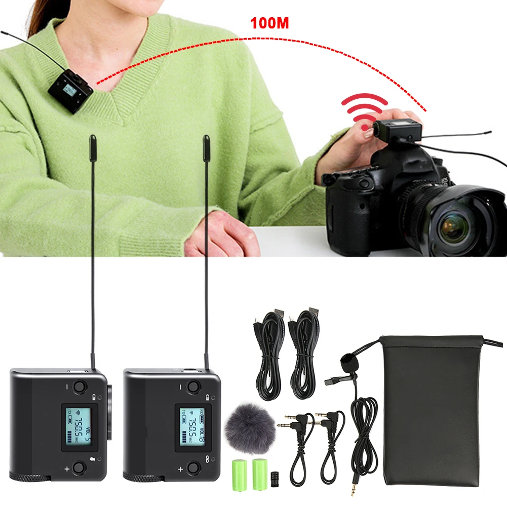 Беспроводной УВЧ конденсаторный микрофон DSLR камера всенаправленный приемник