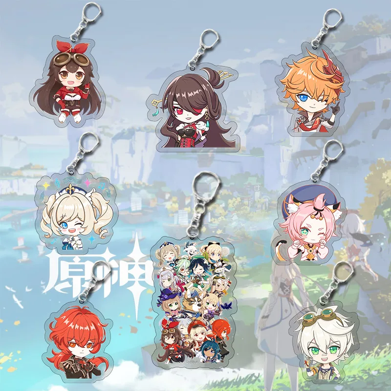 

Anime Genshin Impact Men Car Keychains New Game Figure Shenhe Yunjin Acrylic Keyrings Cute Bag Pendant Key Ring