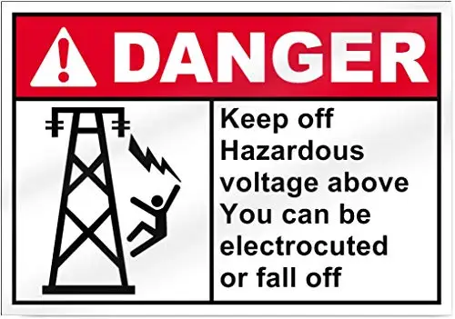 

Novelty Square Aluminum Metal Road Sign 8x12Inch,Keep Off Hazardous Voltage Above Danger Sign,Decor Bar Pub Home Vintage Look Fu