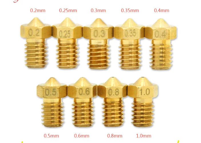

20pcs 3D printer accessories e3d nozzle E3DV5/6M6 thread 1.75/3.0 filament nozzle nozzle brass