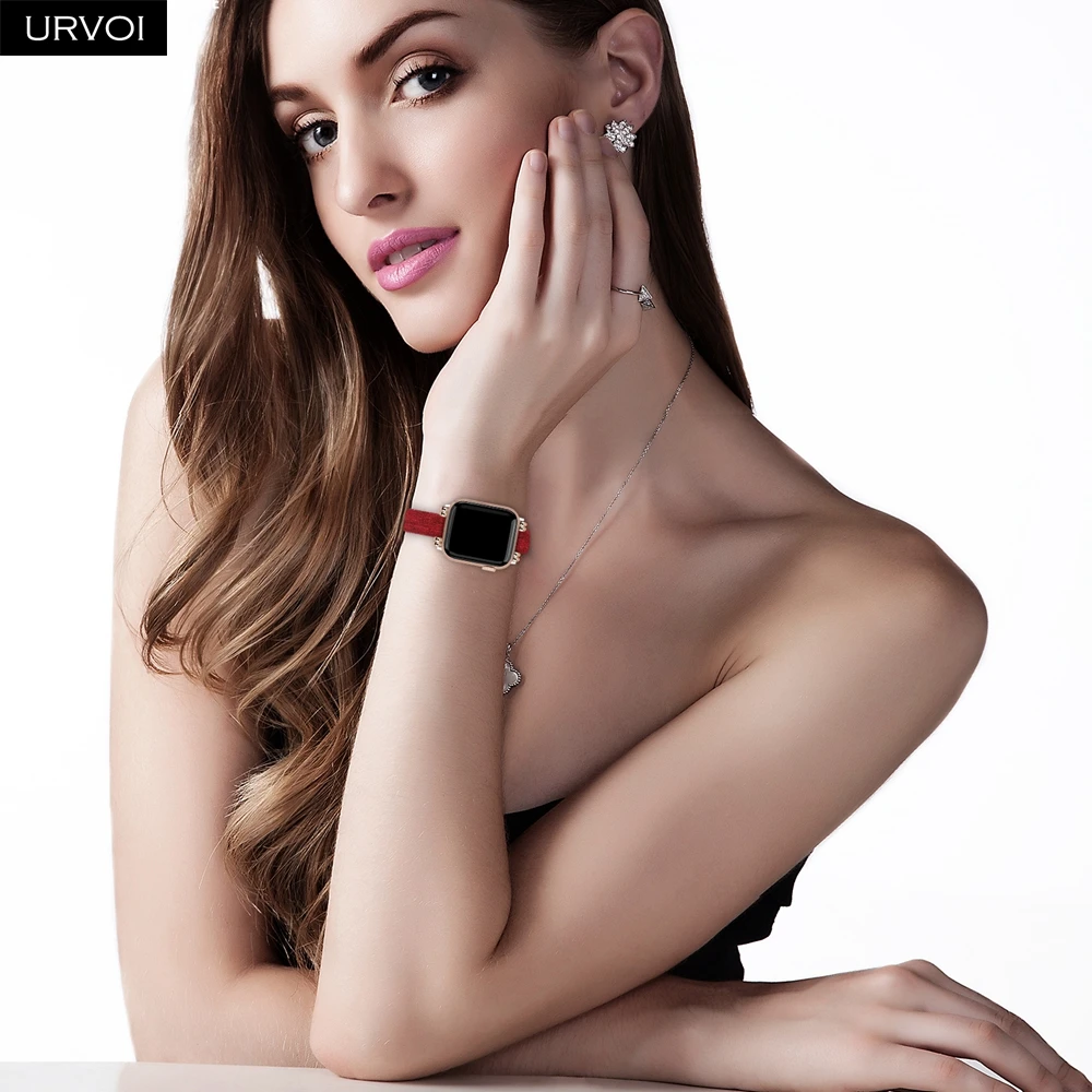 Тканевый ремешок URVOI для Apple Watch series 6 SE 5 4 321 браслет из ткани iwatch тонкий на запястье