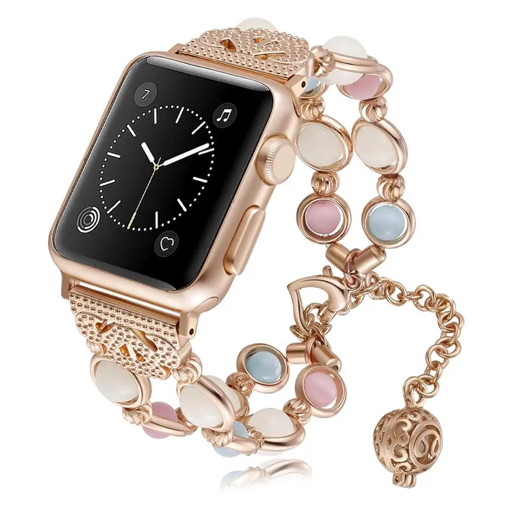 

Strap For Apple watch band 44mm 40mm iWatch serice 5 4 3 2 Women Night Luminous Pearl bracelet for Apple watch 6 strap 38mm 42mm